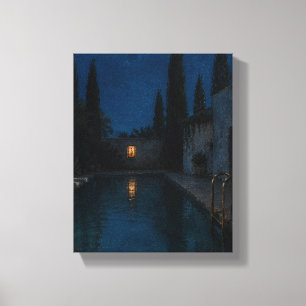 Midnight Cypress Pool – Moody Blue Art Leinwanddruck