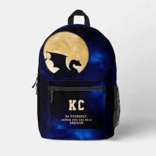 Midnight-Drache Minimalistische Anfangsbuchstaben Bedruckter Rucksack