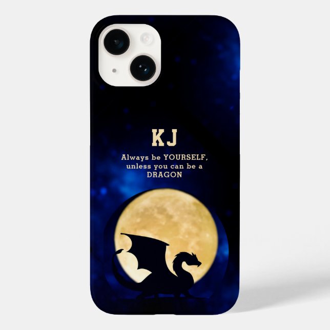 Midnight-Drache Minimalistische Anfangsbuchstaben  Case-Mate iPhone Hülle (Rückseite)