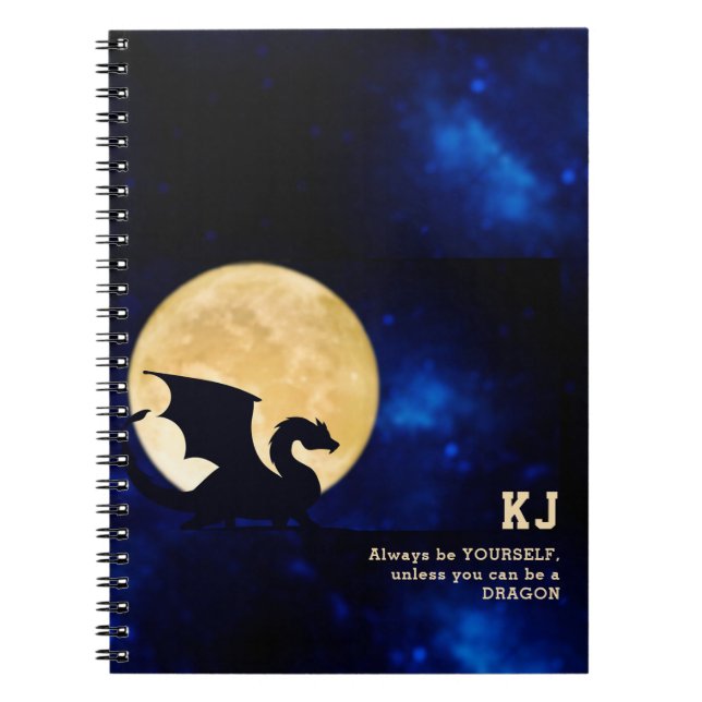 Midnight-Drache Minimalistische Anfangsbuchstaben  Notizblock (Vorderseite)