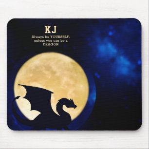 Midnight-Drache Minimalistische Initialen Zurück z Mousepad