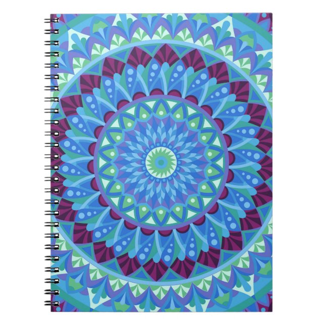Midnight Dreams Mandala Boho Meditation Blau Notizblock (Vorderseite)