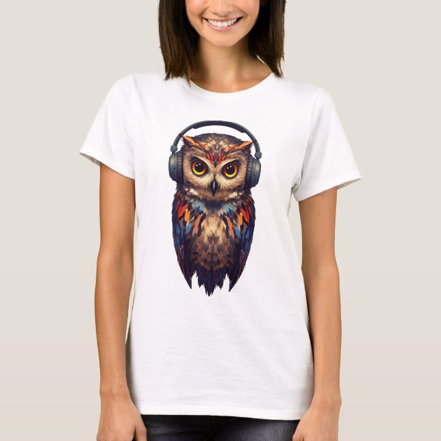 Midnight Echo – Abstract Owl with Soul T-Shirt (Vorderseite)