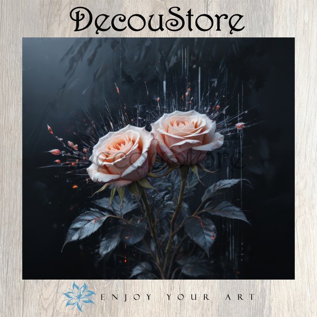 Midnight Elegance: Pink Roses Decoupage Seidenpapier (Von Creator hochgeladen)