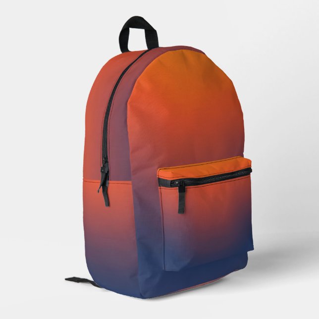 Midnight Ember Gradient Bedruckter Rucksack (Rückseitige Ecke links)