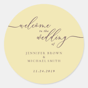 Midnight Fig Signature Willkommen zur Hochzeit Runder Aufkleber