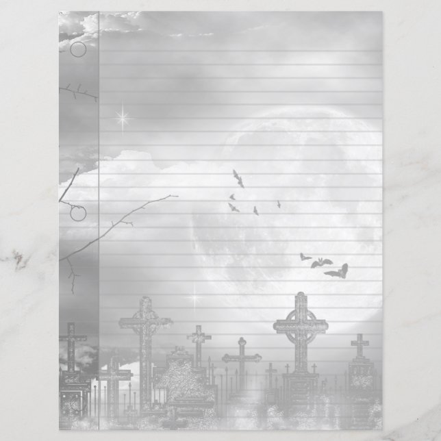 Midnight Flight Goth Friedhof Notebook Paper (Vorderseite)