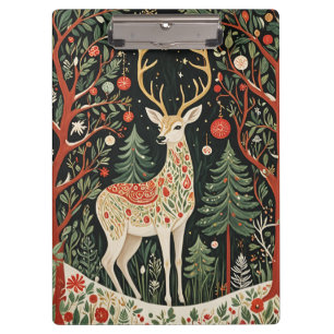 Midnight Forest Christmas Deer Klemmbrett