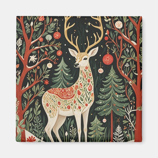 Midnight Forest Christmas Deer Magnet (Vorne)