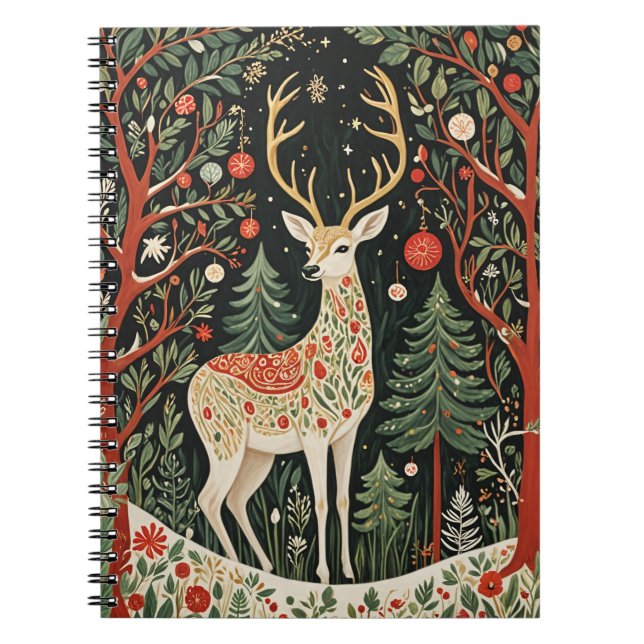 Midnight Forest Christmas Deer Notizblock (Vorderseite)