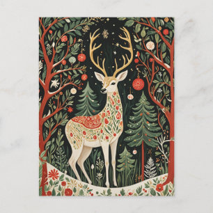 Midnight Forest Christmas Deer Postkarte