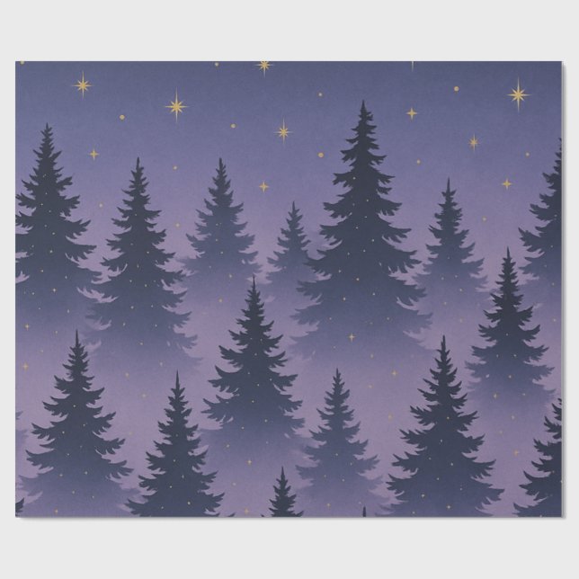 Midnight Forest Geschenkpapier – Sternennacht Kief (Flach)