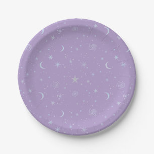 Midnight Galaxy Celestial auf helllila Pappteller