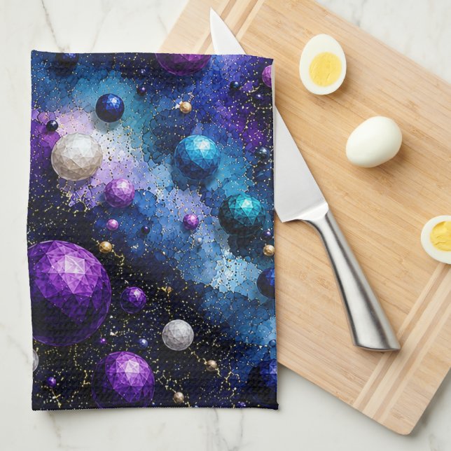 Midnight Galaxy Poly Blasen  Geschirrtuch (Viertel Falte)