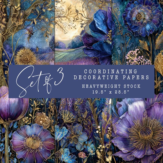 MIDNIGHT GARDEN DEKORATIVE PAPIER SET (ENCHANTED MIDNIGHT GARDEN DECORATIVE PAPER SET)