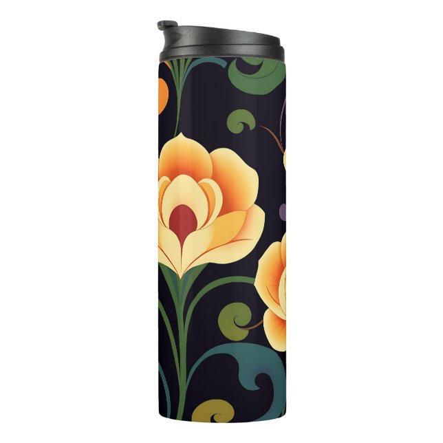 Midnight Garden Floral Travel Tumbler Thermosbecher (Nach rechts gedreht)