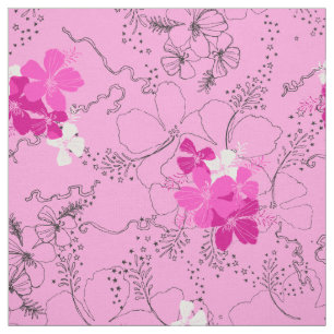 Midnight Garden Hawaiian Hibiskus Floral Stoff