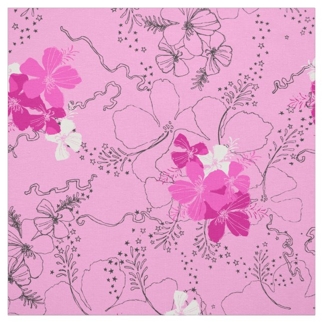 Midnight Garden Hawaiian Hibiskus Floral Stoff (Muster)