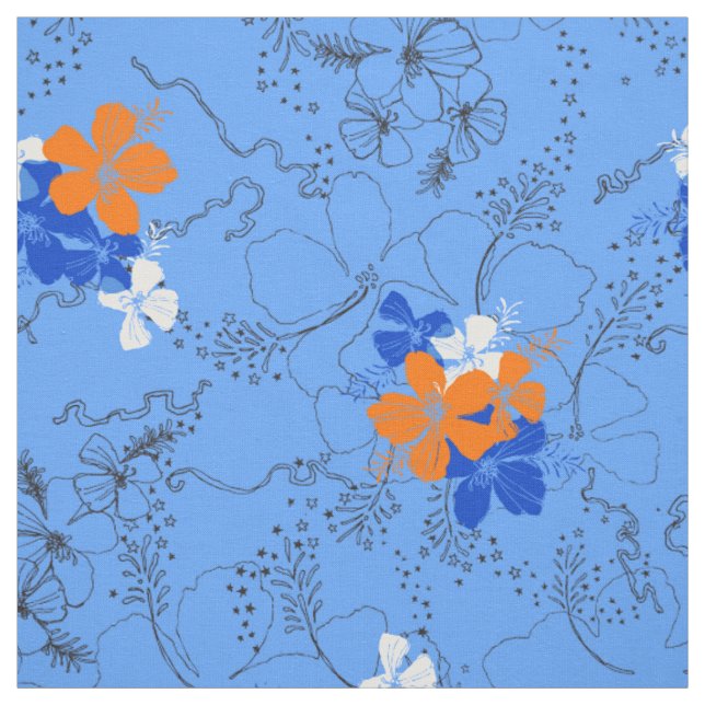 Midnight Garden Hawaiian Hibiskus Floral Stoff (Muster)