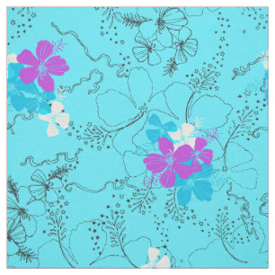 Midnight Garden Hawaiian Hibiskus Floral Stoff