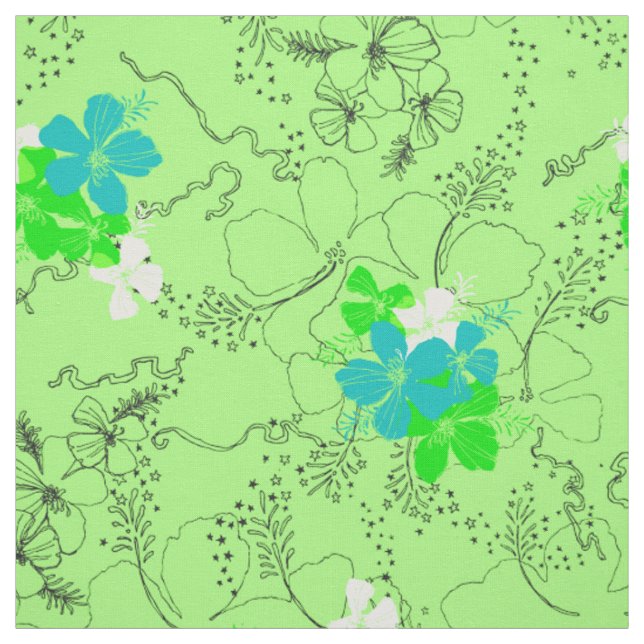 Midnight Garden Hawaiian Hibiskus Floral Stoff (Muster)