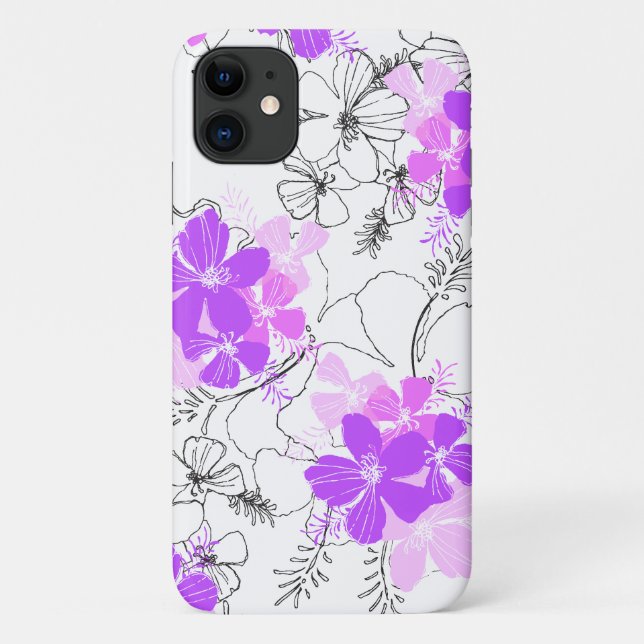 Midnight Garden Hawaiian Hibiskus Floral Violet Case-Mate iPhone Hülle (Rückseite)