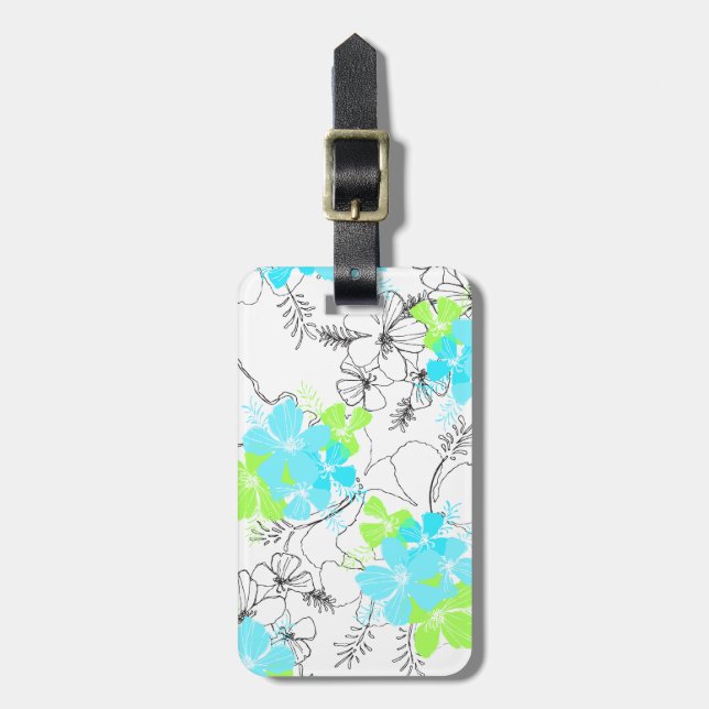 Midnight Garden Hawaiian Hibiskus Gepäckmarken Gepäckanhänger (Vorderseite vertikal)