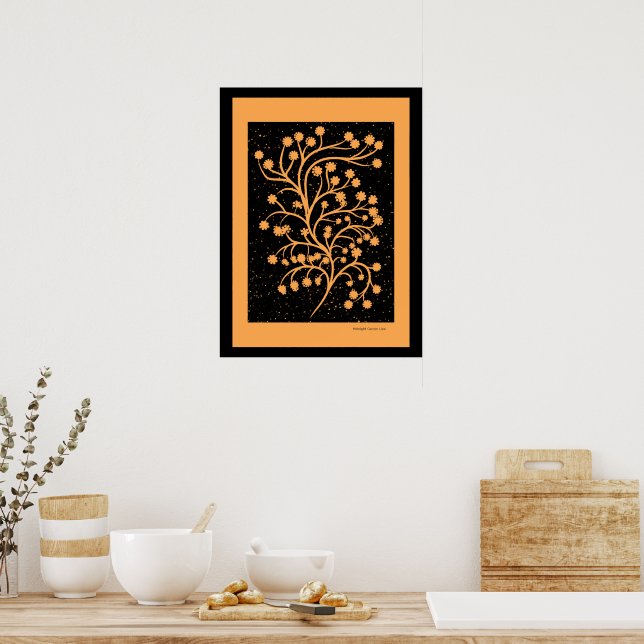 Midnight Garden Line Golden Amber Poster (Küche)