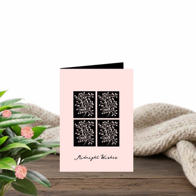 Midnight Garden Line Soft Pink Birthday Karte (Von Creator hochgeladen)