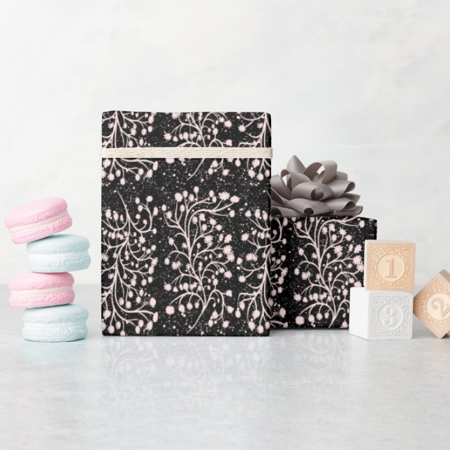 Midnight Garden Line Soft Pink Geschenkpapier (Babyparty)