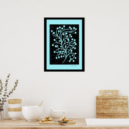 Midnight Garden Line Türkis Nebel    Poster