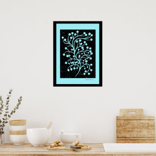 Midnight Garden Line Türkis Nebel Poster