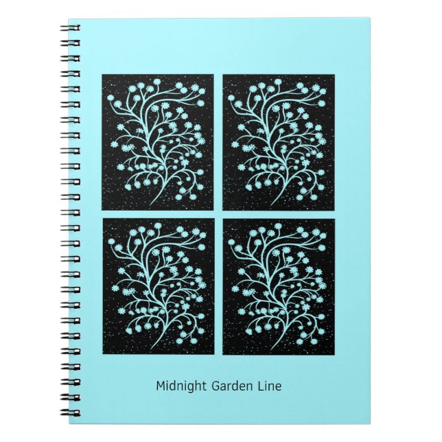 Midnight Garden Line Türkisnebel Notizblock (Vorderseite)