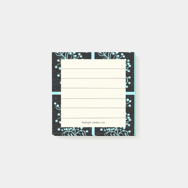 Midnight Garden Line Türkisnebel Post-it Klebezettel (Vorderseite)