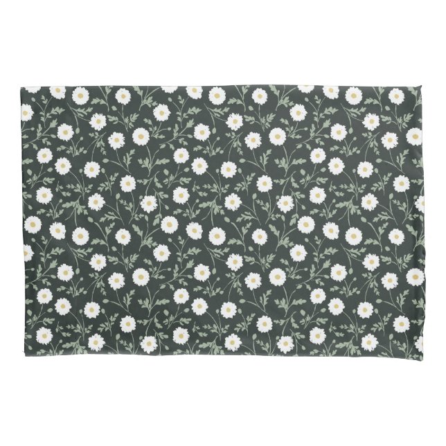Midnight Garden Modern Farmhouse Daisy Pattern Kissenbezug (Vorderseite)