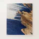 Midnight Gold: Abstract Elegance Puzzle<br><div class="desc">Immerse yourself in the striking contrast of deep navy and radiant gold with this abstract art piece titled "Midnight Gold: Abstract Elegance." Featuring bold brushstrokes and rich texture, the artwork captures a perfect blend of modern sophistication and artistic freedom. Ideal for contemporary interiors, this piece adds a touch of luxury...</div>
