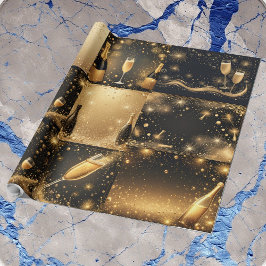 Midnight Gold Champagne Dreams New Year Glittering Geschenkpapier