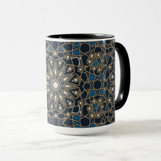 Midnight & Gold Royal Islamic Geometric Mosaic Tasse