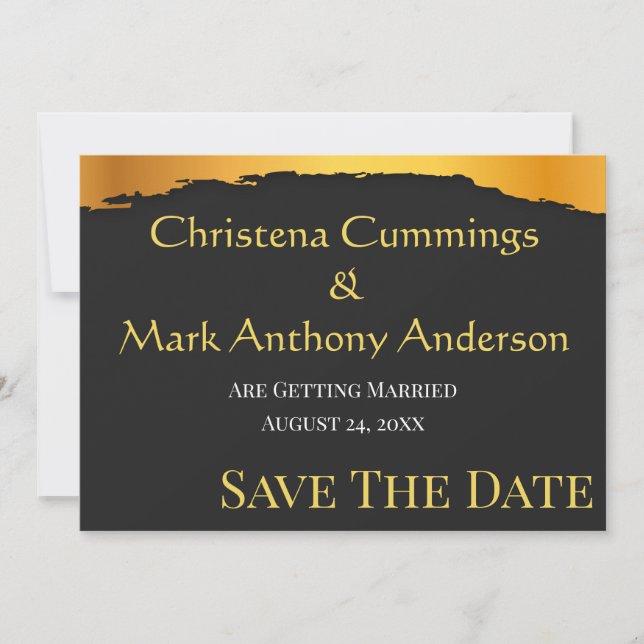 Midnight Gold Wedding Save The Date (Vorderseite)