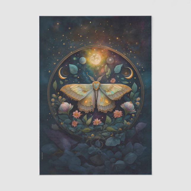 Midnight Gossamer Wings, Moth & Moon Vertical Seidenpapier (Vorderseite)