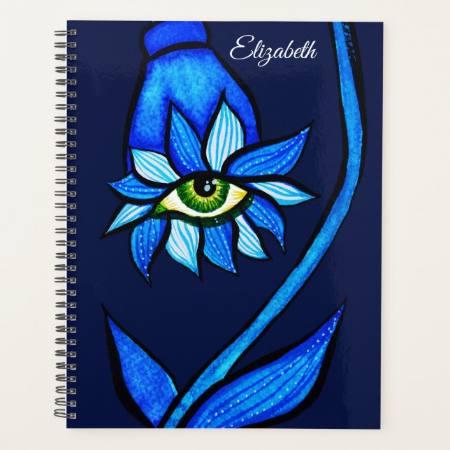 Midnight Gothic Eye Flower - Dark Blue Botanical Planer (Vorderseite)