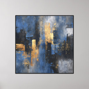 Midnight Grid – Abstrakte Stadtlandschaft-Wandkuns Leinwanddruck