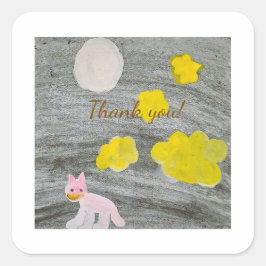 Midnight Kitty Adventure  Quadratischer Aufkleber