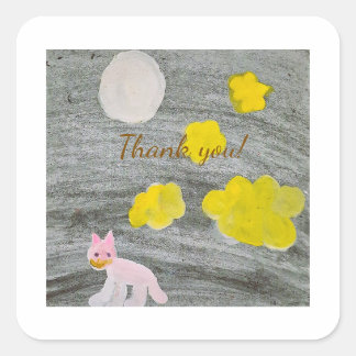 Midnight Kitty Adventure  Quadratischer Aufkleber