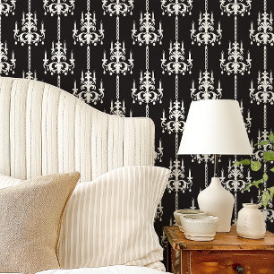 Midnight Kronleuchter Vintage Schwarz und Weiß Tapete