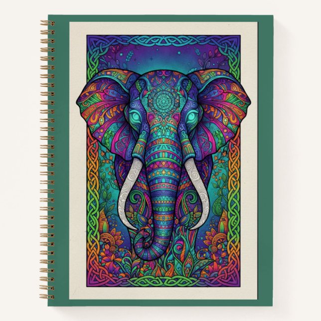 Midnight Lotus Elephant Spirit Zentangle Journal Notizbuch (Vorderseite)