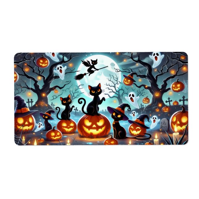 Midnight Magic: Schwarze Katzen & Kürbisse Hallowe (Vorne)