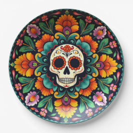💀 🎉 Midnight Marigoldware Día de los Muertos Pappteller