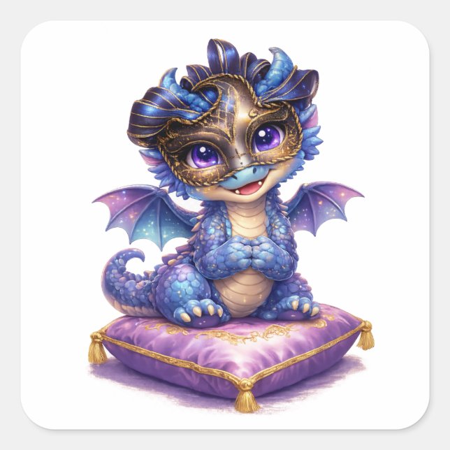 "Midnight Masque Dragon Quadratischer Aufkleber" Aufkleber (Vorderseite)