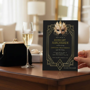 Midnight Masquerade formeller Geburtstag Einladung